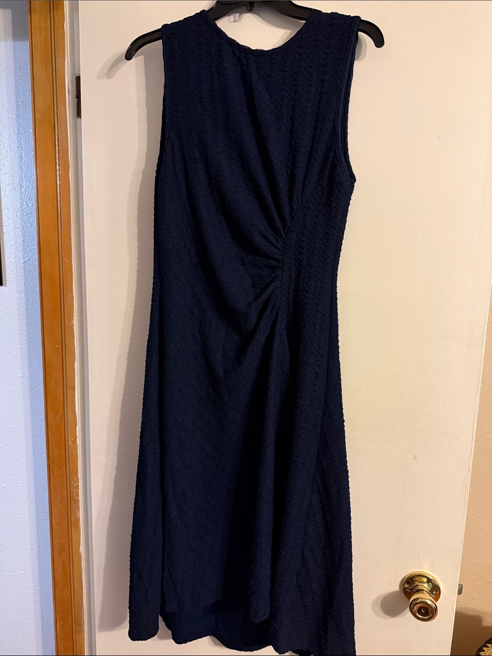 Sleeveless Navy Maxi Dress - Elegant Textured A-Line